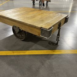 Wooden Factory Cart Coffee Table