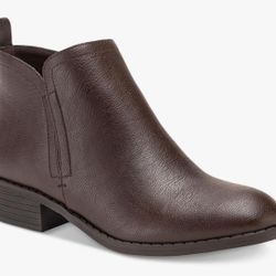 Sun & stone cadee Brown Womens Faux Leather Zipper Ankle Boots Size 8 New In Box