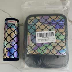 Iridescent mermaid-scale pattern Velcro luggage handle wraps