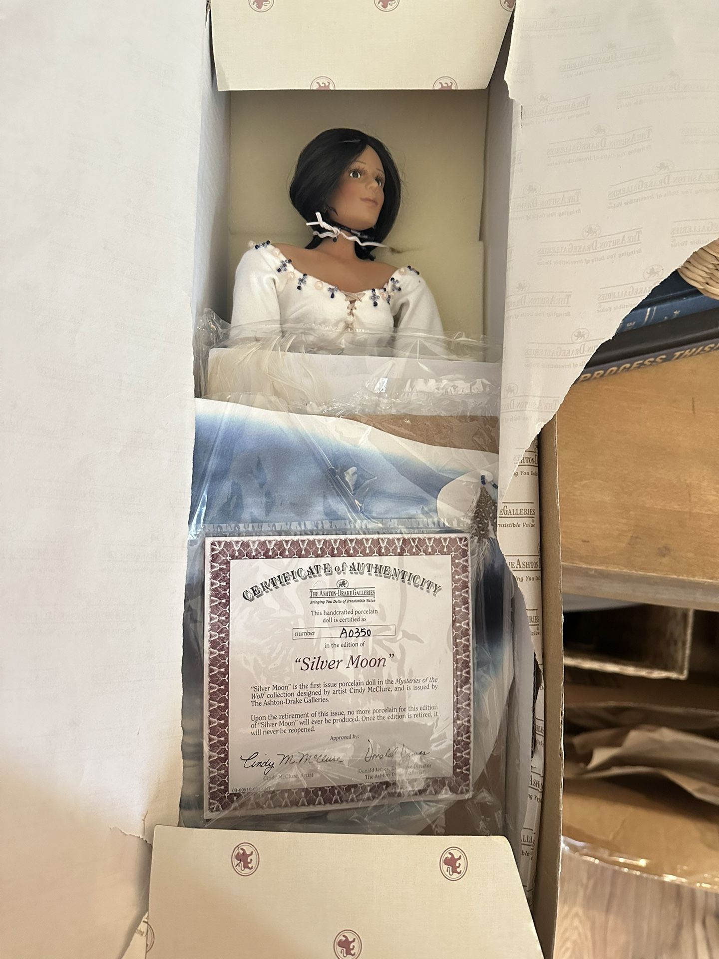 Ashton D rake Porcelain Native American Doll "Silver Moon"