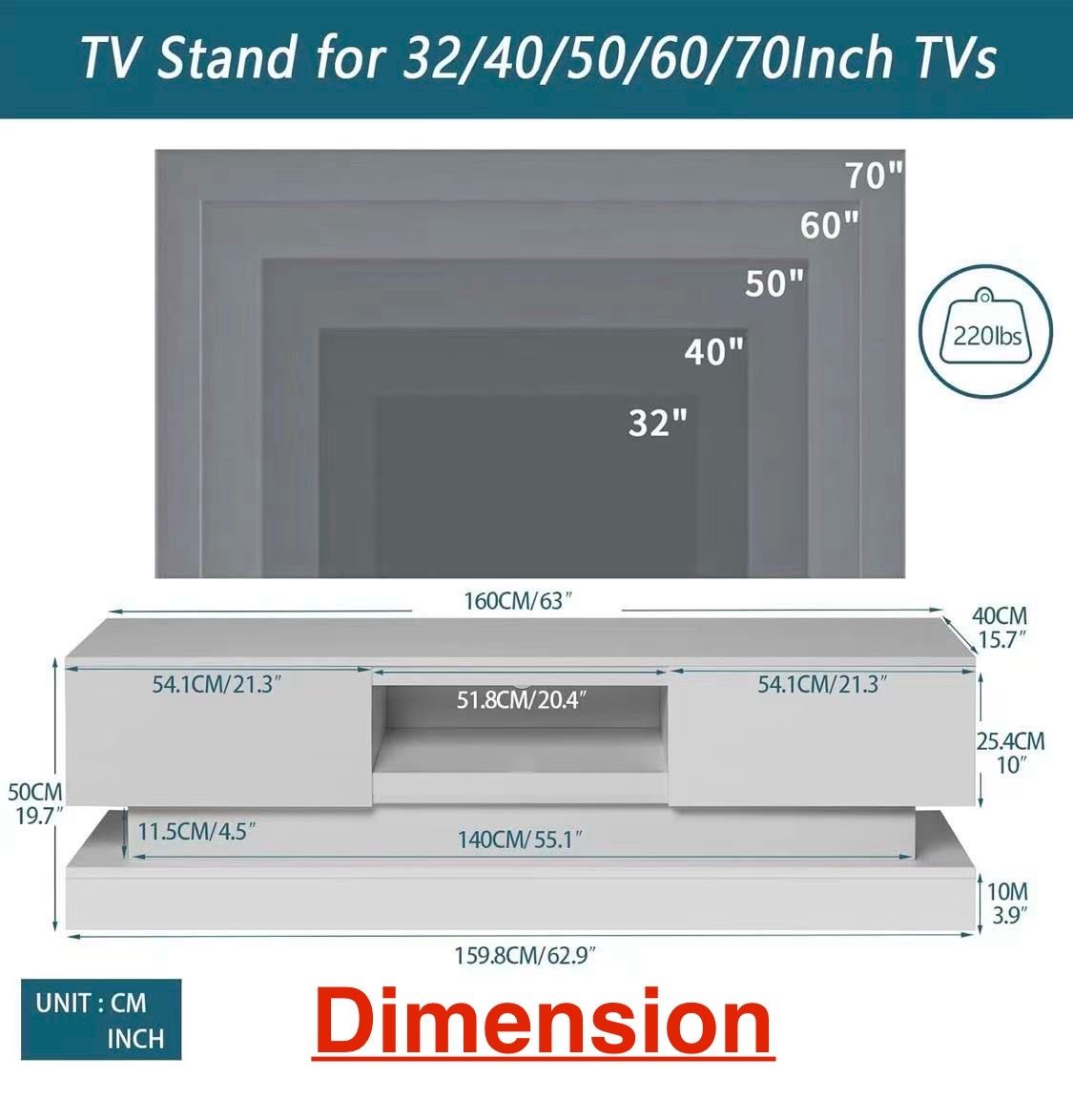😀 Morden TV Stand for 32/40/50/60/70 inch TV, TV Media Center, for Living Room or Bedroom