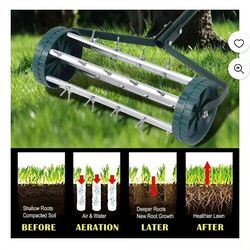 Rolling Lawn Aerator, Green
