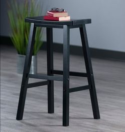 Winsome Satori Saddle Seat Counter Stool, 29" in Black, Classic Backless Bar Chairs for Kitchen & Dining Room Seating, Timeless Essential Furniture fo