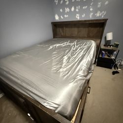 Full size old cannery wood bed frame