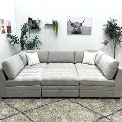 SIX PIECE BRAND NEW LIGHT GREY SECTIONAL SAME DAY DELIVERY 