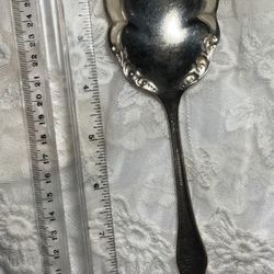 81/2” Vintage sterling silver plated serving spoon