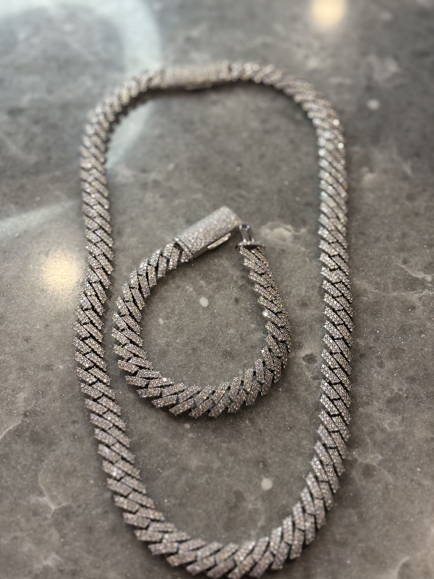 Diamond Chain & Bracelet Cuban Set