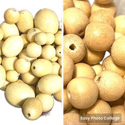 144 Lot Of Various Blonde Wooden Beads