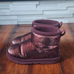 UGG Kids Classic Mini Mirror Ball Boots 1143708k Burgundy Grape Size 3