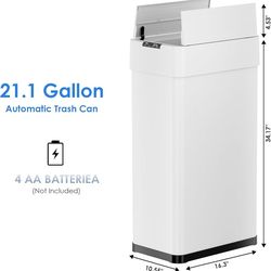 O516 $60  Automatic Trash Can,21.1 Gallon Touchless Motion Sensor Trash Bin, Smart Garbage Can with Soft-Close Lid, Bag Retainer Ring and Display Ligh