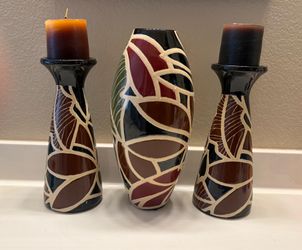 Vase and 2 Matching Candle Holsers