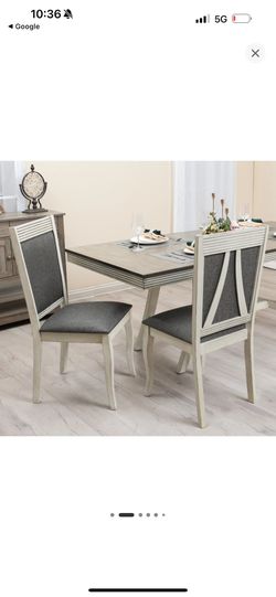 LuxenHome Casual Polyester Upholstered Dining Side Chair (Wood Frame)