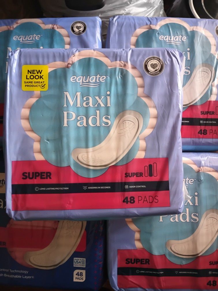 Equate Maxi Pads, 48 In Each Bag
