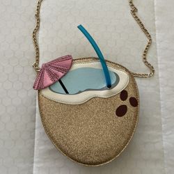 Gold sparkle Glitter coconut drink purse 