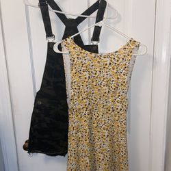 Bundle: Floral Skater Dress, Denim Camouflage Overall Shorts