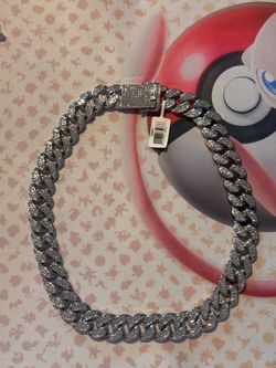 Invicta Elements Men's Iced out Cuban Chain Necklace. Silver