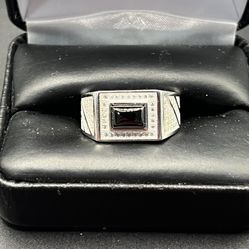 925 Sterling Silver Black onyx CZ Men’s ring size 10.5