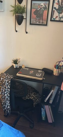 Black Computer Desk with Shelves