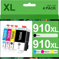 910XL Ink Cartridges for HP Printers for HP 910 XL 910XL Ink Cartridge Combo Pack Compatible with Officejet Pro 8025e 8028e 8035e 8028 Printer (4 Pack