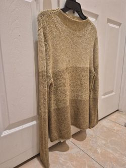 CHAUS & CO Women's Large Gold Metallic Knit Dreesy Cowlneck Pullover Sweater