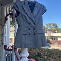 BCBGMaxazria “Hailey” Heather Grey Cap Sleeve Double Breasted Suit Vest Blazer  