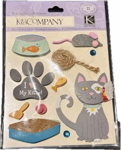 K&Company Cat Dimensional Stickers 11 Pieces