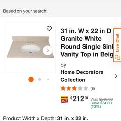 Rose Granite 31' Bathroom Vanity New Open Box $100.