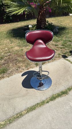 Cozy Adjustable Height Barstool - Mid Back, Faux Leather, Burgundy