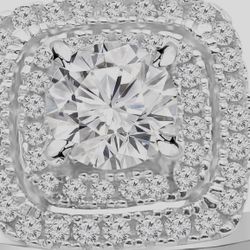 Moissanite Square Halo 1 Carat Rings GRA Certified. 2 Left In Stock