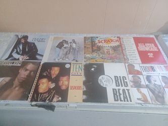 Box of vintage vinyl records