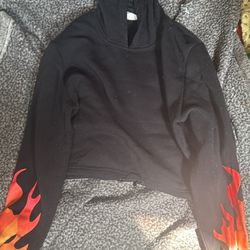 cropped fire hoodie