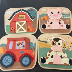 Zookabee Wooden Set Of 4  Farm Puzzle 