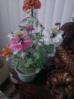 Large  24"  Vintage Jade and Hardstone BONSAI TREE