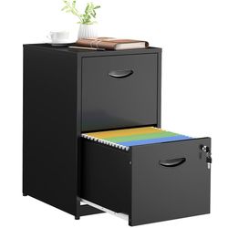 2 Drawer File Cabinets,Metal Office File Cabinet with Lock,Black Filing Cabinets for Home Office,Vertical Modern File Cabinet Office Two Drawers for H