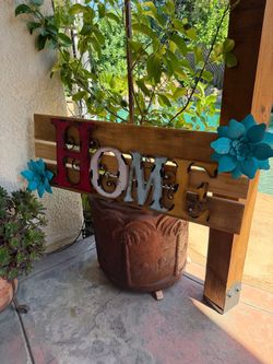Rustic Wood and Metal HOME Sign