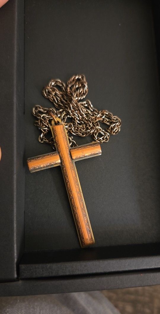 Victorian Copper Bronze Cross Pendant