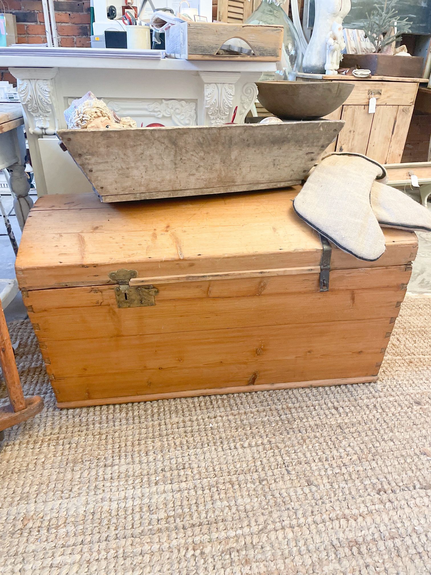 Large Antique Pine Trunk/chest