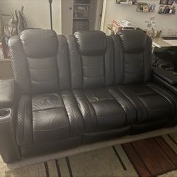 Leather Theatre Sofa And Recliner