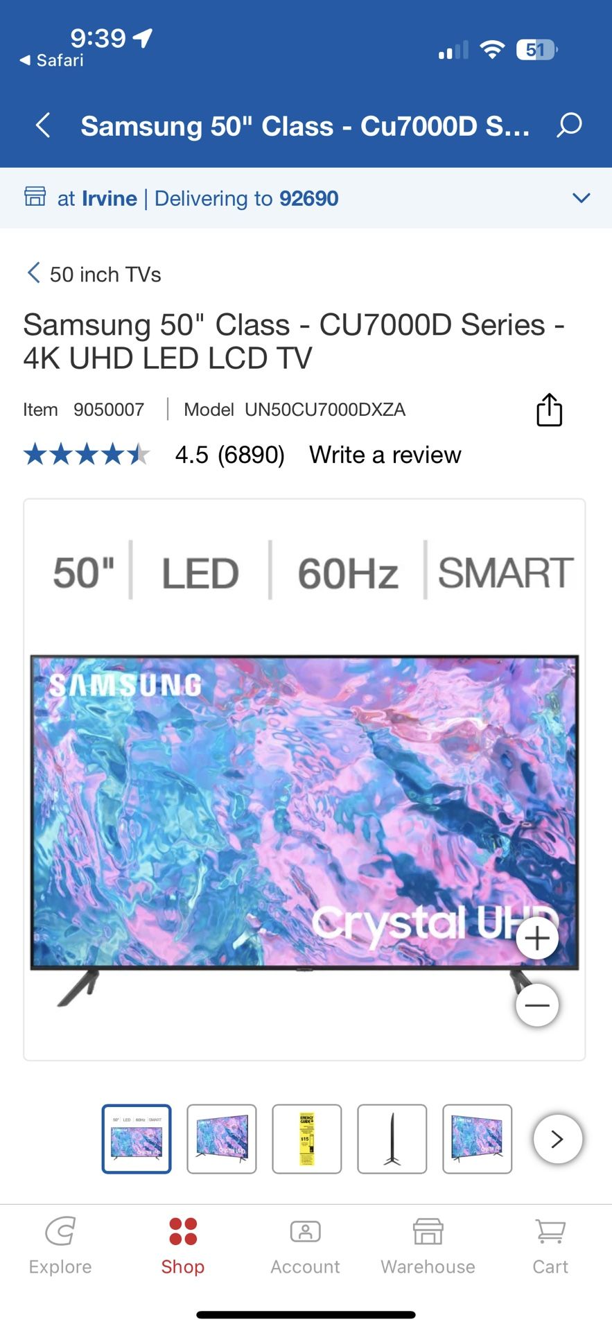 50in Samsung TV. Works Perfectly