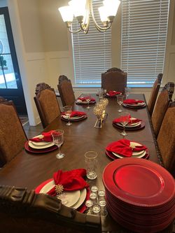 Formal dining set with matching hutch