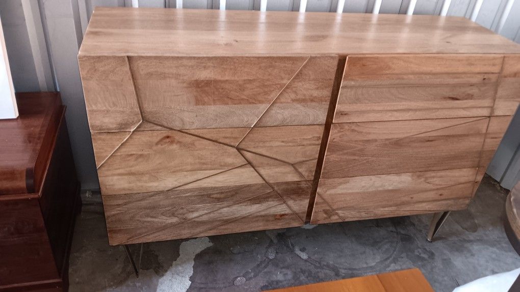 Brass & Mango Wood Dresser Six Draw