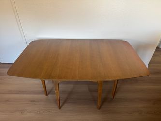 Mid-Century Modern Wood Drop-Leaf Dining Table