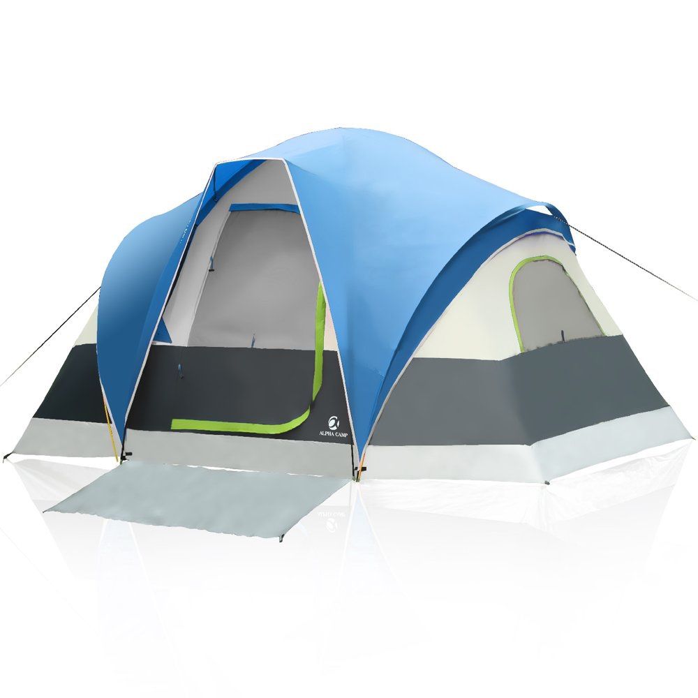 Alpha Camp 6 Person Camping Tent 12' x 10' Easy Set Up Dome Tent for Camping and Hiking, Blue Blue - 26.5“ x 7.75” x 7.76“