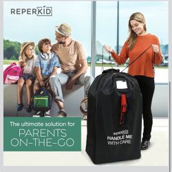 Large Stroller Bag for Airplane Travel, Black & Red