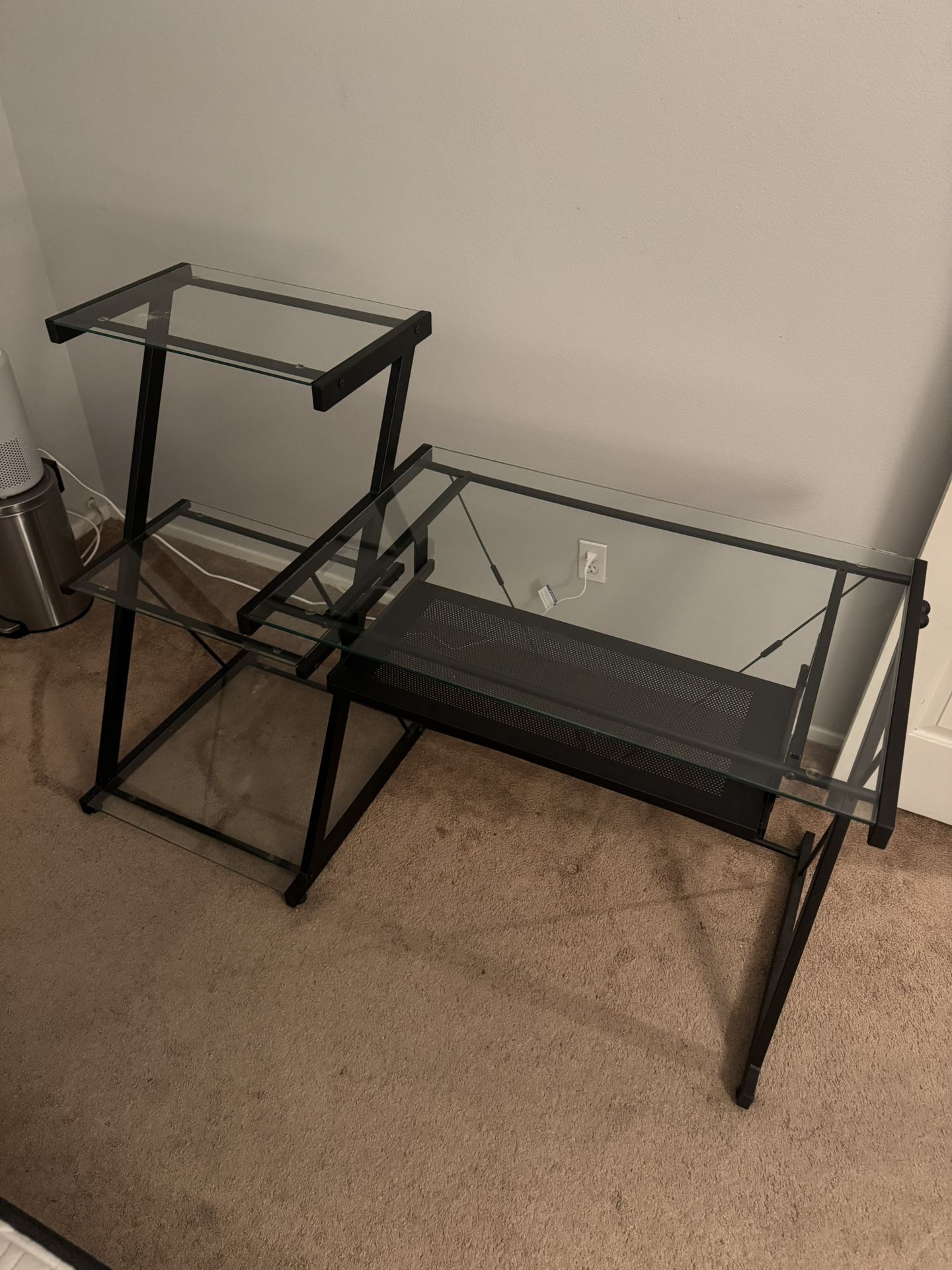 Glass Top Desk With Shelves