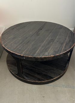 Round wood coffee table