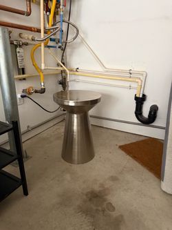 Round metal side table
