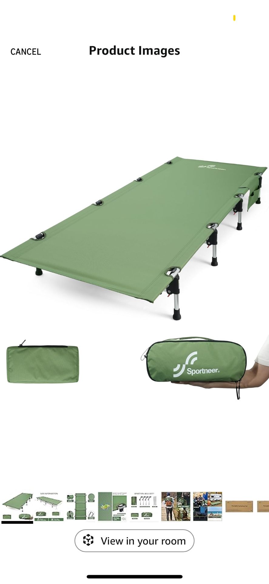 Sportneer Camping Cot, Folding Cots Lever Lock Portable Lightweight Sleeping Camping Bed for Adults Outdoor Travel Backpacking Camp Hiking Supports 33