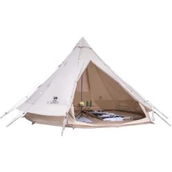 CAMEL CROWN 4/5 Person Canvas Bell Tent w/Stove Jack Luxury 4 Season Tent Waterproof Breathable Backpacking Tent for Outdoor Camping/Glamping