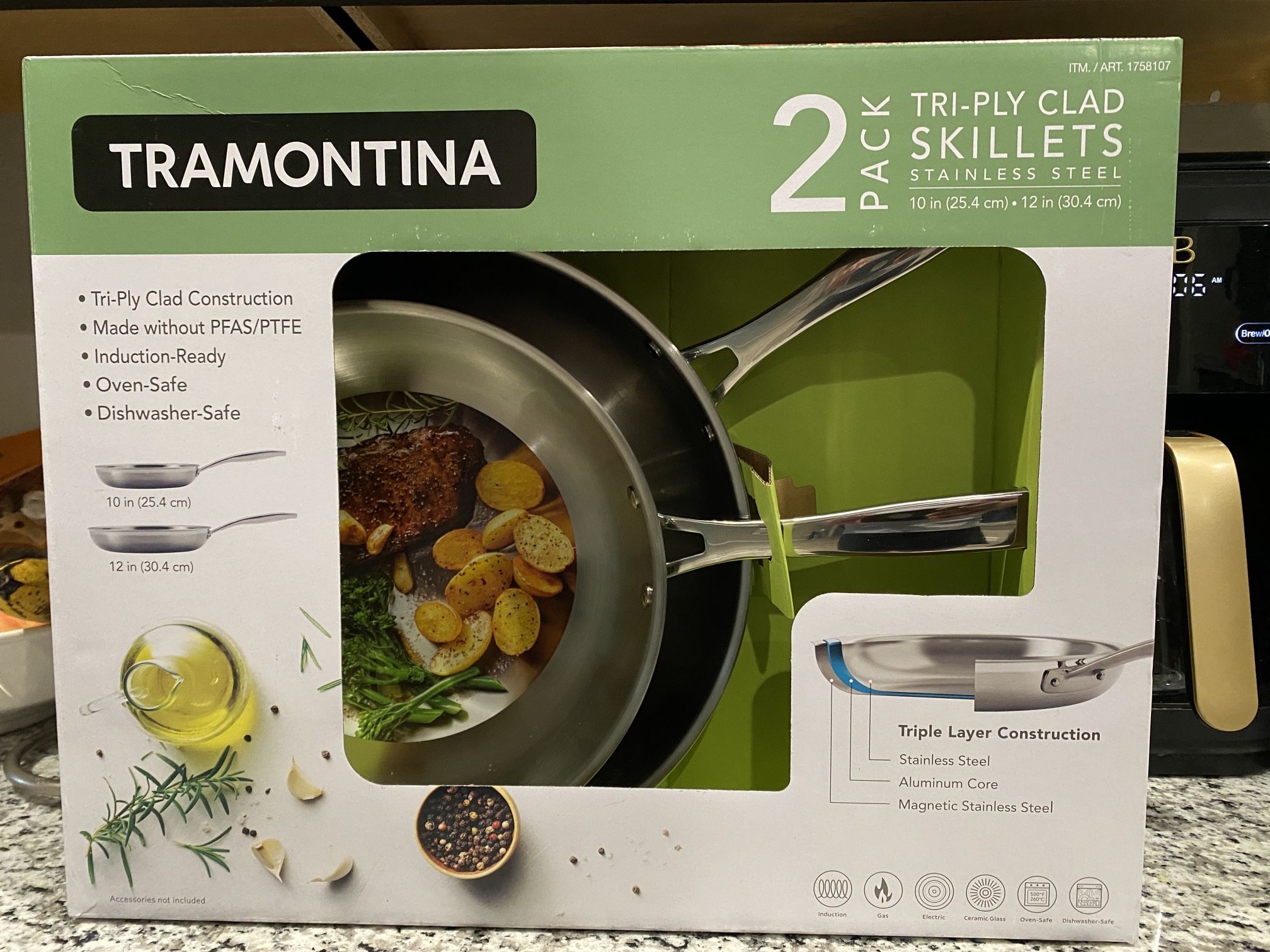 2 Brand New Professional Stainless Steel Pans